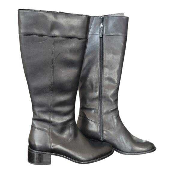 Cole Haan Cora Women’s Black Leather Full Zip Tall Riding Boots Size 9.5B - Picture 6 of 9